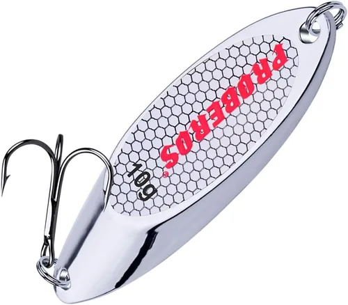 Miniatura 23 de PROBEROS Cucharas de pesca señuelos cebos para lubina, aparejos de cebo de jigging con ganchos agudos, cuchara de metal duro, señuelo de pesca