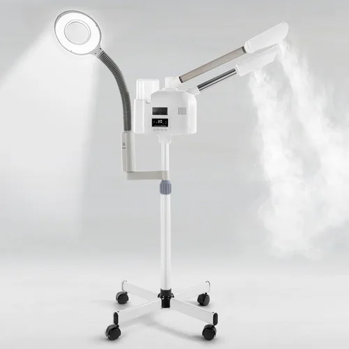 Miniatura 12 de Artist hand Vaporizador facial profesional 4 en 1, vaporizador facial caliente y frío con lámpara de aumento LED 5X, vaporizador esteticista