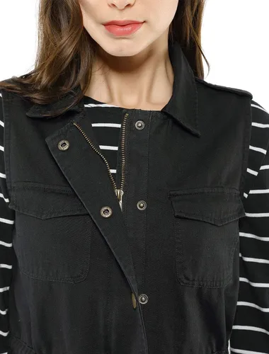 Miniatura 6 de Allegra K Chaqueta para mujer sin mangas con cierre, utilitaria, anorak, para uso en campo, chaleco de carga