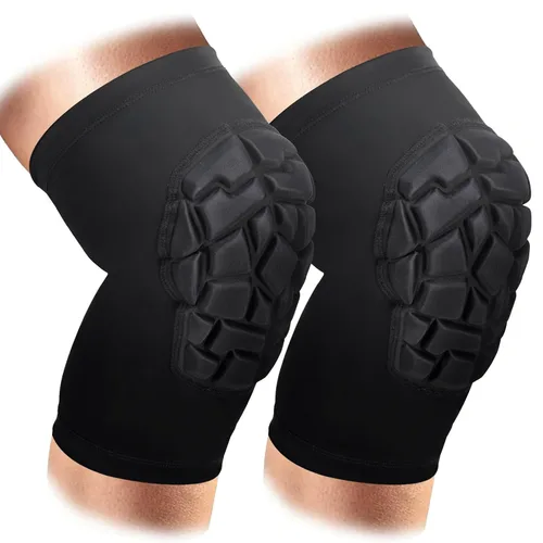 Wanlvhu Rodilleras de compresión para lucha libre, 2 rodilleras de baloncesto, voleibol, fútbol, para jóvenes, adultos, niños (negro, XL)