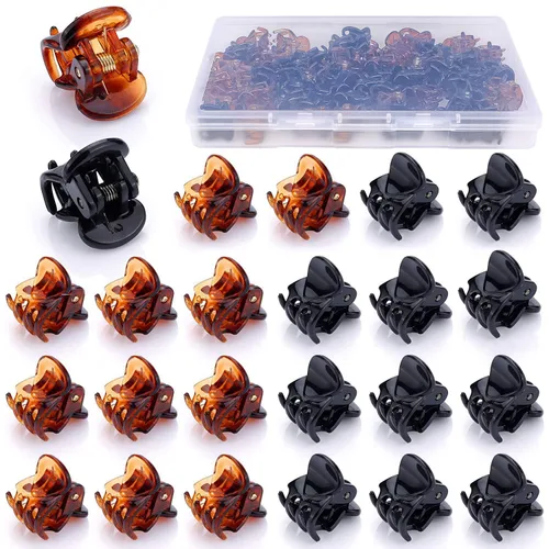 Miniatura 7 de JANYUN 48 piezas de mini pinzas para el pelo negras, pequeñas pinzas para el pelo de plástico para mujeres y niñas con cabello fino, pinzas