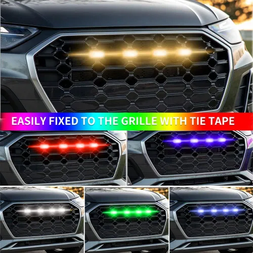Miniatura 5 de Luces LED universales 4 en 1 con control de aplicación, kit de luz de atmósfera RGB DIY repuesto para Tacoma TRD 2016-2019 parrilla delantera/DRL