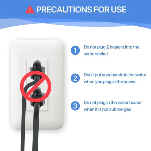 Miniatura 6 de Calentador de agua de inmersión de 2000 W con protector 304 SS calienta rápidamente hasta 5 galones de agua en minutos, calentador de agua portátil