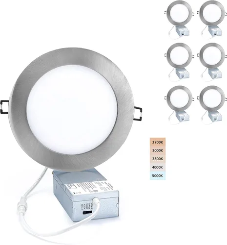 Miniatura 11 de POPANU Iluminación LED empotrable prémium de 4 pulgadas, 5 CCT, ajustable, regulable, empotrable, lámpara de techo con caja de conexiones
