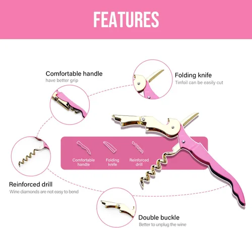 Miniatura 3 de Sacacorchos profesional para camareros, llave de vino de acero inoxidable resistente para camareros de restaurantes, sacacorchos clásico todo