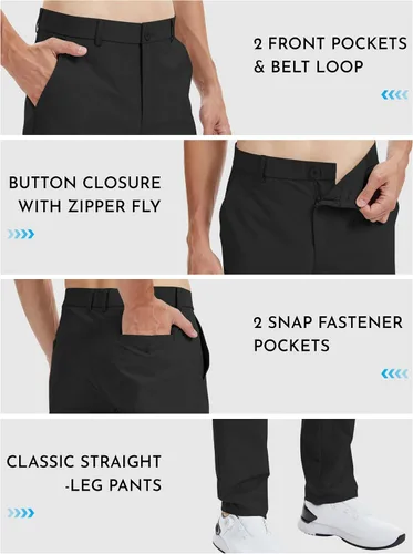 Miniatura 4 de LETAOTAO Pantalones de golf altos para hombre, pantalones de vestir de trabajo de 32/34 pulgadas, 36/38 pulgadas, elásticos, ligeros, de ajuste