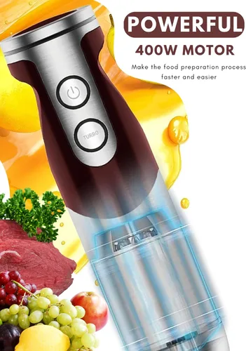 Miniatura 2 de MegaWise Juego de batidora de mano 3 en 1 con control de velocidad variable, licuadora de inmersión de 400W - Incluye batidor, espumador de leche