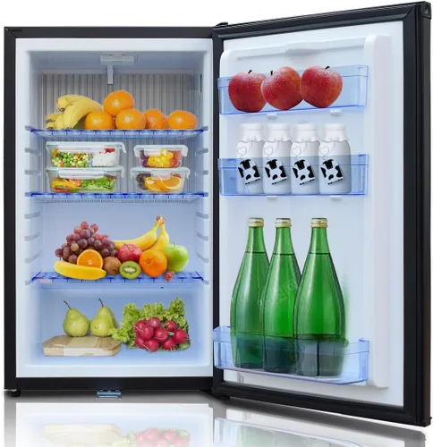 Miniatura 7 de SMETA Mini refrigerador con cerradura, compacto, bloqueable, sin absorción de ruido, 12 V/110 V, portátil, CC y CA, con bloqueo, para camioneta
