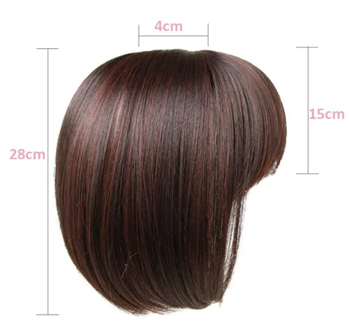 Miniatura 4 de Toppers de pelo estilo Bob de 11 pulgadas con flequillo para mujeres con cabello blanco adelgazante, tipo delgado, marrón claro