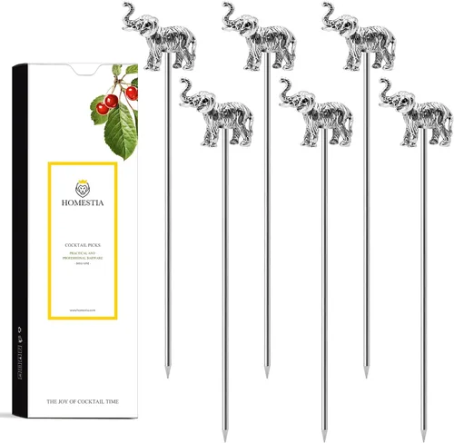 Miniatura 17 de Homestia Púas de cóctel doradas, 16 púas de Martini torcidas de acero inoxidable de 4.3 pulgadas, brochetas de metal reutilizables para cócteles