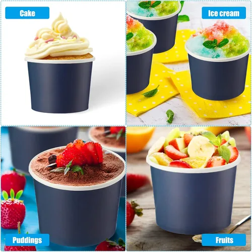 Miniatura 5 de Didaey 100 cuencos de papel desechables para helados, recipientes de postre para yogur y postre, cuencos desechables de yogur para postre