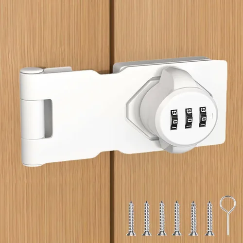 Miniatura 10 de Cerradura de puerta abatible de 3 dígitos con contraseña sin llave, cerraduras de combinación para gabinete, cerradura deslizante para armario