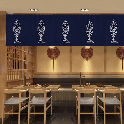 Miniatura 2 de Cortina japonesa para restaurante colgante, banderas, decoración de cortina Noren para sushi Bar Izakaya, 47 x 17 pulgadas