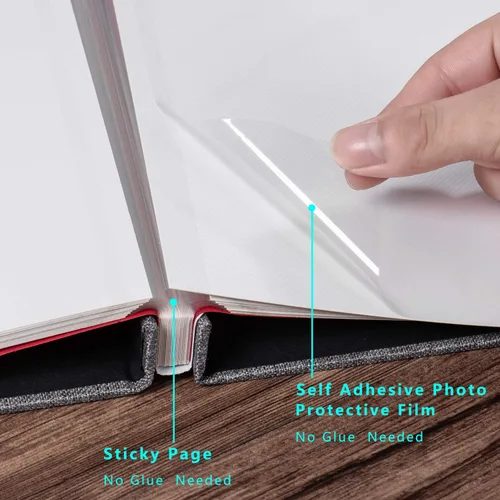 Miniatura 3 de Álbum autoadhesivo para fotos de 4 x 6 pulgadas, álbum de recortes con cubierta de lino magnética, 30 páginas adhesivas en blanco, para familiares