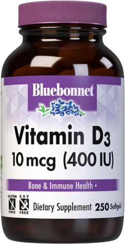 Miniatura 9 de Bluebonnet Nutrition Vitamina D3 5000 UI - Cápsula vegetal, ayuda en el crecimiento muscular y esquelético, colecalciferol de lanolina, D3, sin OMG