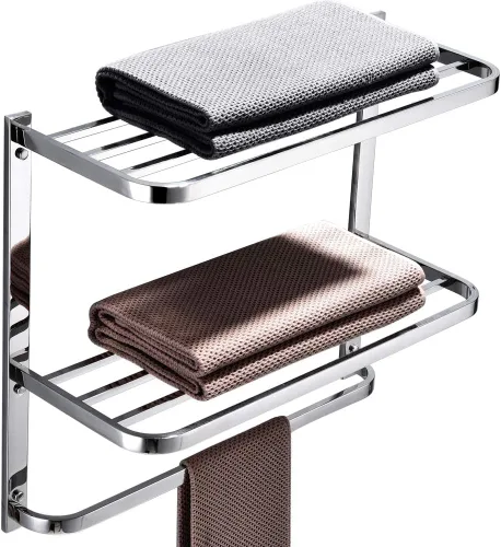 LUANT Estante de baño de 3 niveles con toalleros, estante de montaje en pared de acero inoxidable, 22-1/2 pulgadas