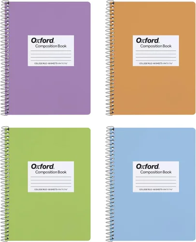 Miniatura 8 de Oxford Composition - Cuadernos en espiral, paquete de 4, los colores de la cubierta varían, papel rayado universitario, diarios escolares de 9-3/4 x