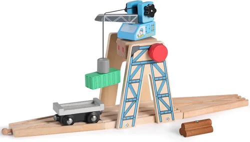Miniatura 8 de SainSmart Jr. Juego de accesorios de tren de madera, juego de puente elevador, compatible con Brio, Thomas, Melissa y Doug