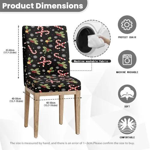 Miniatura 7 de HUGS IDEA Juego de 4 fundas para sillas de comedor de Navidad, fundas elásticas para sillas de cocina, fundas elásticas para sillas de comedor