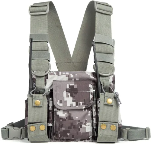 Miniatura 13 de Funda de hombro de radio para arnés de pecho, chaleco para radio bidireccional, bolsa frontal para walkie talkie con bolsas frontales para Kenwood