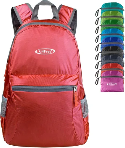 Miniatura 23 de G4Free Mochila ligera plegable de 20L, mochila de senderismo para viajes, mochila de día plegable para hombres y mujeres Naranja