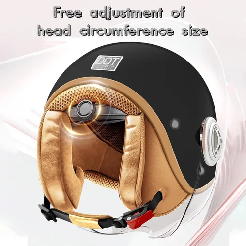Miniatura 6 de Casco de motocicleta de cara abierta 3/4 aprobado por DOT, cascos ligeros retro vintage, para niños y niñas de 3 a 15 años de edad, casco de scooter