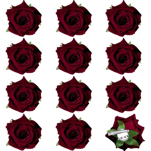 Miniatura 10 de Paquete de 12 pinzas para el pelo de rosas de 2.8 pulgadas, broches florales, horquillas mexicanas, suministros de fiesta para mujeres, accesorios
