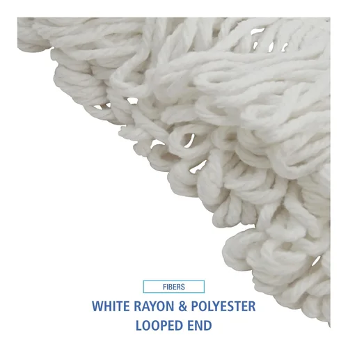 Miniatura 4 de Boardwalk BWK824R Cabeza de fregona de fibra de rayón plana de 24 oz. - Blanco (12/caja)