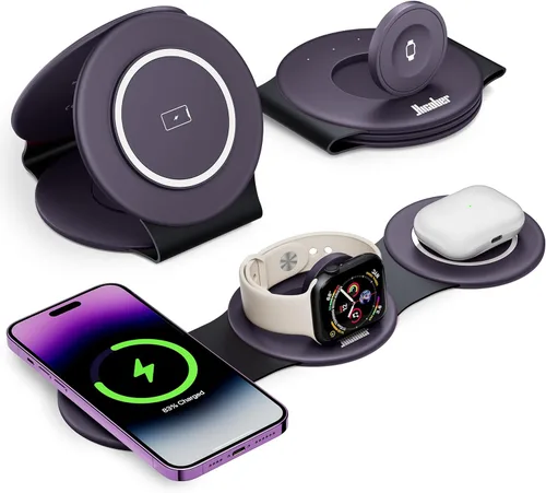 Miniatura 8 de Hicober Estación de carga inalámbrica 3 en 1 para Apple Watch y iPhone Air 17 16 15 14 13 12 Pro Max/Plus, Soporte de estación de carga inalámbrica