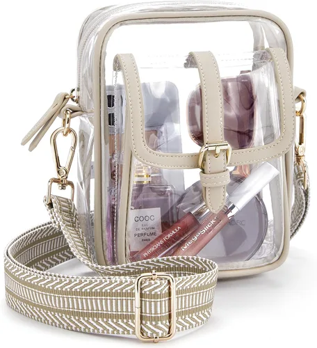 Miniatura 7 de Cartera de hombro transparente con correa de guitarra de Missnine, bolsa cruzada aprobada para estadio, bolsa de concierto para mujer de PVC