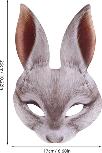 Miniatura 3 de GANAZONO Máscara de conejo de media cara, máscara ligera de Eva con orejas de conejo para Pascua, Halloween, carnaval, disfrazarse