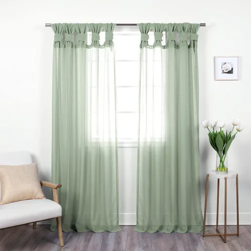 Miniatura 15 de Best Home Fashion Juego de 2 cortinas traslúcidas de lino sintético con pestaña torcida, tratamiento de ventana para sala de estar, comedor, Gris