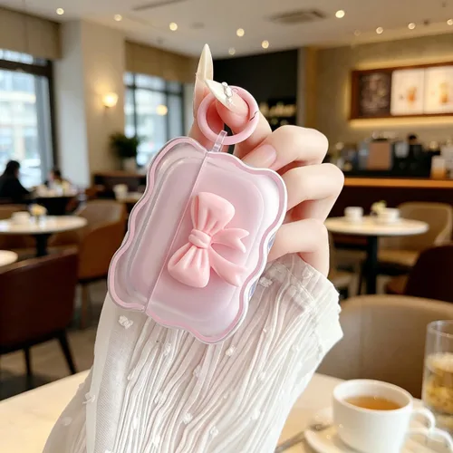 Miniatura 3 de Bonita funda transparente para AirPods Pro 2/1 Gen, diseño de lazo 3D femenino, funda protectora y a prueba de golpes de TPU suave Kawaii para Apple