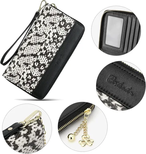 Miniatura 2 de BOSTANTEN - Carteras de cuero para mujer, bloqueo de identificación por radio frecuencia (RFID), cierre de cremallera alrededor, tarjetero, cartera