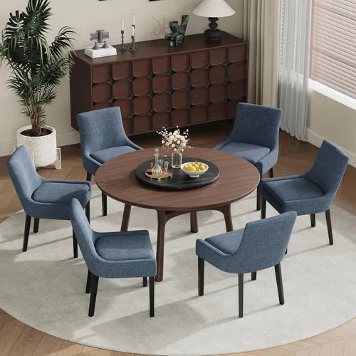 Miniatura 37 de MALOL Juego de 2 sillas de comedor tapizadas en corduroy con patas de madera, sillas de cocina laterales acolchadas de respaldo medio para comedor
