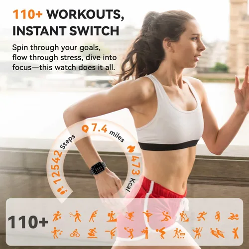 Miniatura 4 de Reloj inteligente para mujer, reloj inteligente rastreador de actividad física con llamadas Bluetooth y control de voz AI, pantalla HD de 1.85