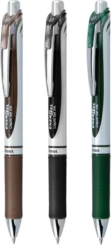 Miniatura 2 de Pentel EnerGel RTX - Bolígrafo de gel líquido retráctil, 0.7mm, tinta en tonos camuflaje, sepia, negro y verde bosque, paquete de 3 bolígrafos