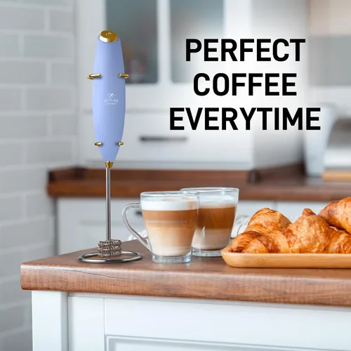 Miniatura 616 de Zulay Milk Boss Espumador de leche potente manual, hace espuma para latte, batidor para mezclar bebidas, café, miniespumador para capuchino, frappé
