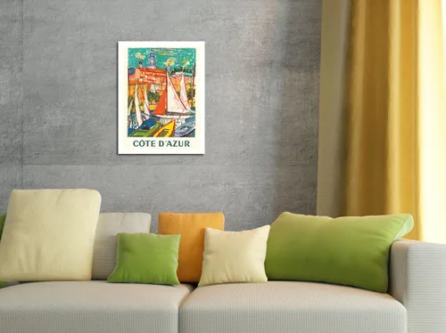 Miniatura 4 de Côte D'Azur - Menton France - Póster de viaje vintage por Roger-Marcel Limouse c.1965 - Papel de bambú de 10.23 oz/m² (sin marco) 12 x 16 pulgadas