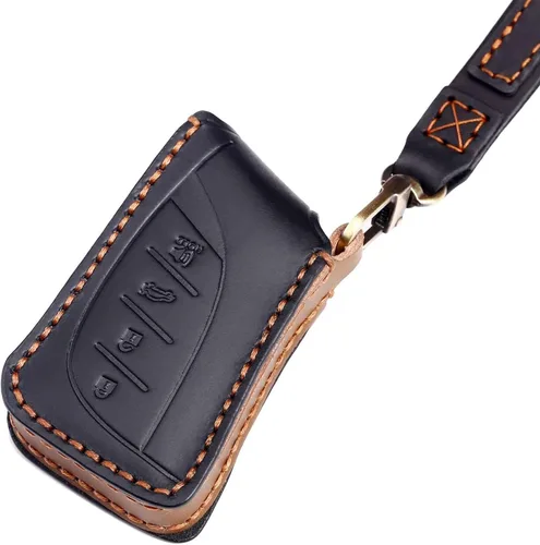 Miniatura 3 de Funda de llavero de cuero para llaves de auto Lexus 2021-2025 ES RX 350 Compatible con la nueva carcasa de llave Lexus LS NX Negra
