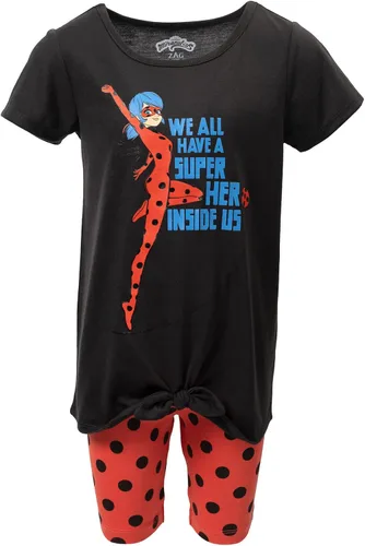 Miniatura 4 de Miraculous Ladybug - Conjunto de camiseta y pantalones cortos con diseño de nudos para niñas