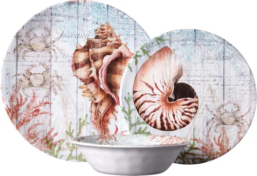 Miniatura 2 de Certified International Sanibel - Juego de vajilla de melamina de 12 piezas