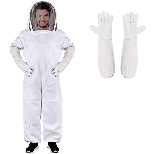 Traje de abeja profesional para hombres y mujeres con guantes, traje de apicultura de cuerpo completo con capucha ventilada, traje de abeja para