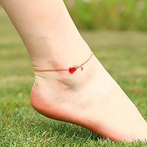 Miniatura 3 de WLLAY - Tobillera para mujer, diseño de flores de rosas