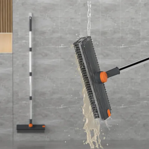 Miniatura 7 de Cepillo de limpieza para pisos con mango largo ajustable de longitud, cepillo de limpieza de 3 en 1 de cerdas rígidas de 90° con escobilla de goma