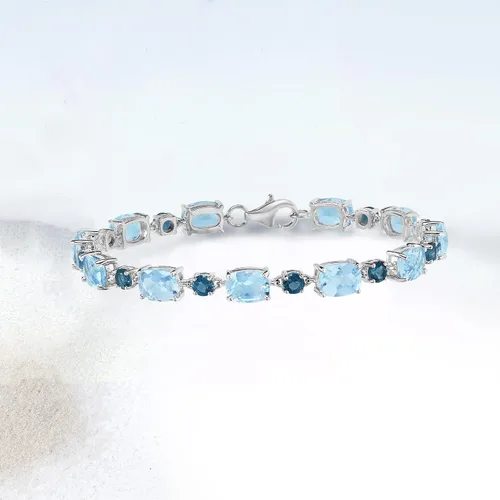 Miniatura 4 de Ross-Simons 19.50 ct. t.w. London and Sky Blue Topaz Bracelet in Sterling Silver