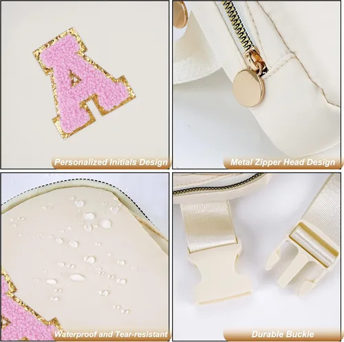 Miniatura 6 de Riñonera para niñas y mujeres, cangurera personalizada, Crema, 5,5 pulg., A