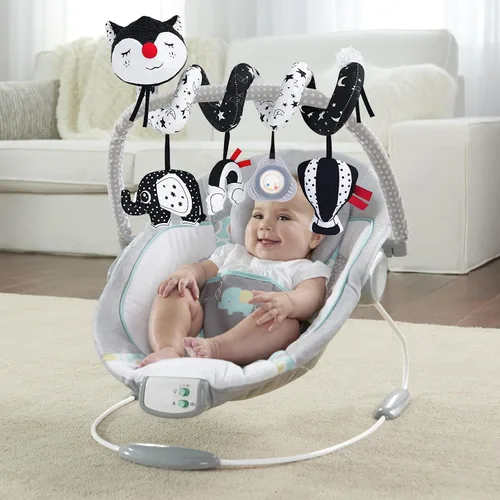Miniatura 8 de Juguetes de Asiento de Coche ORZIZRO, Juguete de Alto Contraste en Negro y Blanco para Bebés de 0 a 3, 6, 12 Meses, Juguete Musical de Cochecito