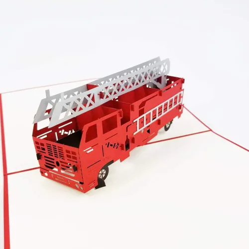 Miniatura 7 de Camión de bomberos - Tarjeta desplegable 3D para el día del padre, tarjeta desplegable de feliz aniversario, regalo de cumpleaños, tarjeta de camión