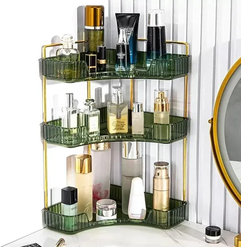Miniatura 6 de CESTATIVO Organizador de esquina para mostrador de baño, bandejas de tocador, organizador de cosméticos y maquillaje, estante de baño